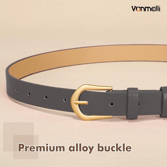 4 Pack Women's Thin Leather Belt Waist Belts  Jeans Dress with Gold Buckle 5 - Picture 3 of 6